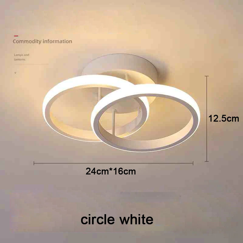 Luminária de Teto LED Moderna 2 Anéis — 3 Tons de Luz para Corredor, Varanda e Escritório