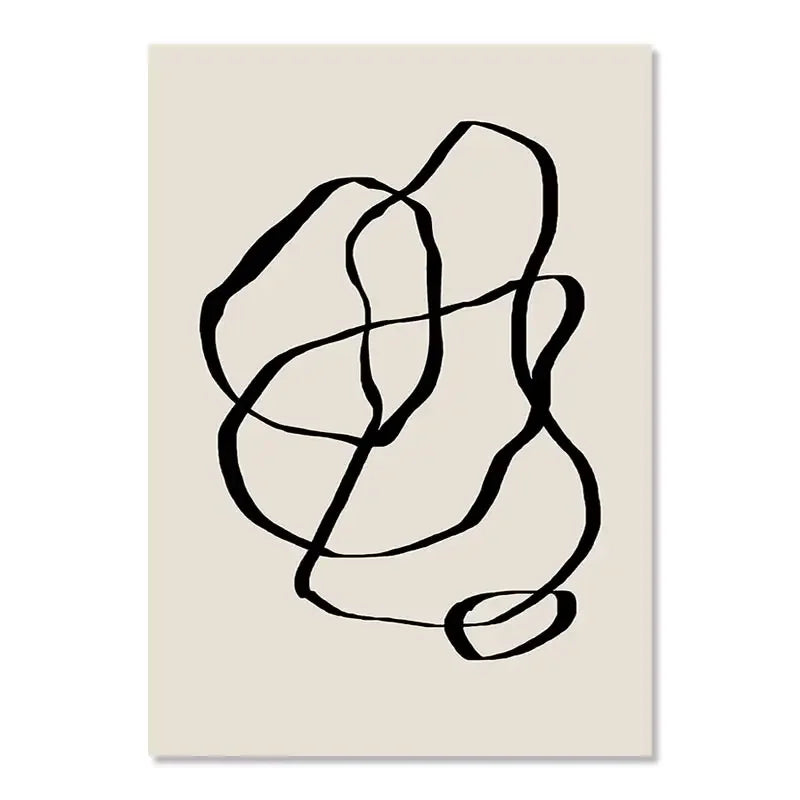 Quadro Decorativo Geométrico Boho Preto e Bege — Arte Abstrata para Sala
