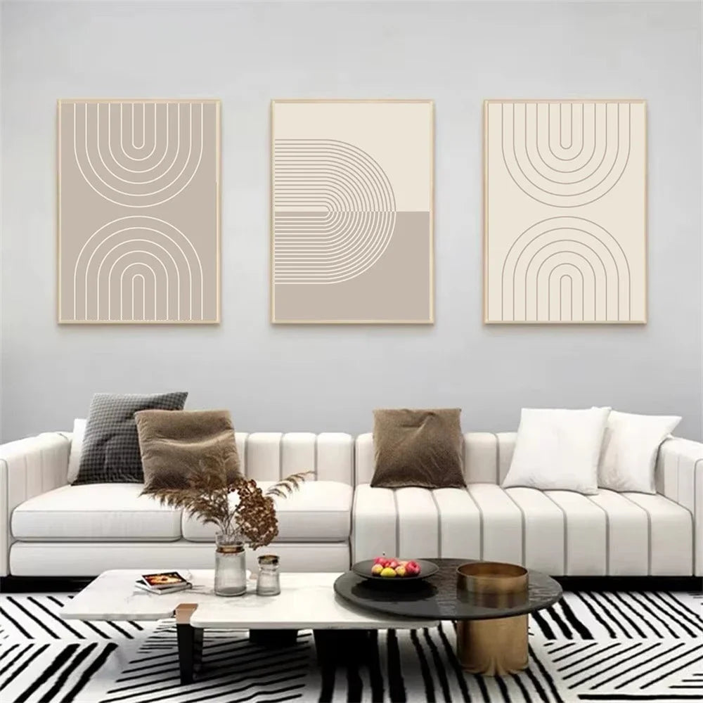 Quadro Canvas Bege Minimalista Boho — Poster Abstrato para Quarto e Sala Estilo Nórdico