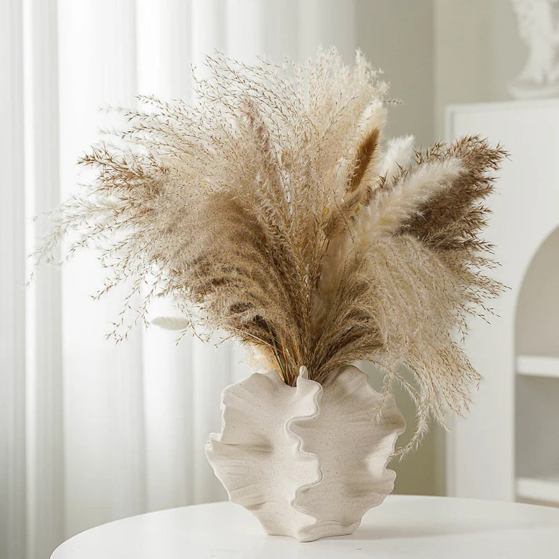 Vaso Cerâmica Coral CAPIRON Bege Fosco Nórdico — Para Capim dos Pampas e Flores