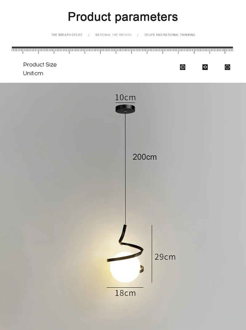 Pendente LED Nórdico Linear — Luminária de Cabeceira para Quarto e Sala de Jantar