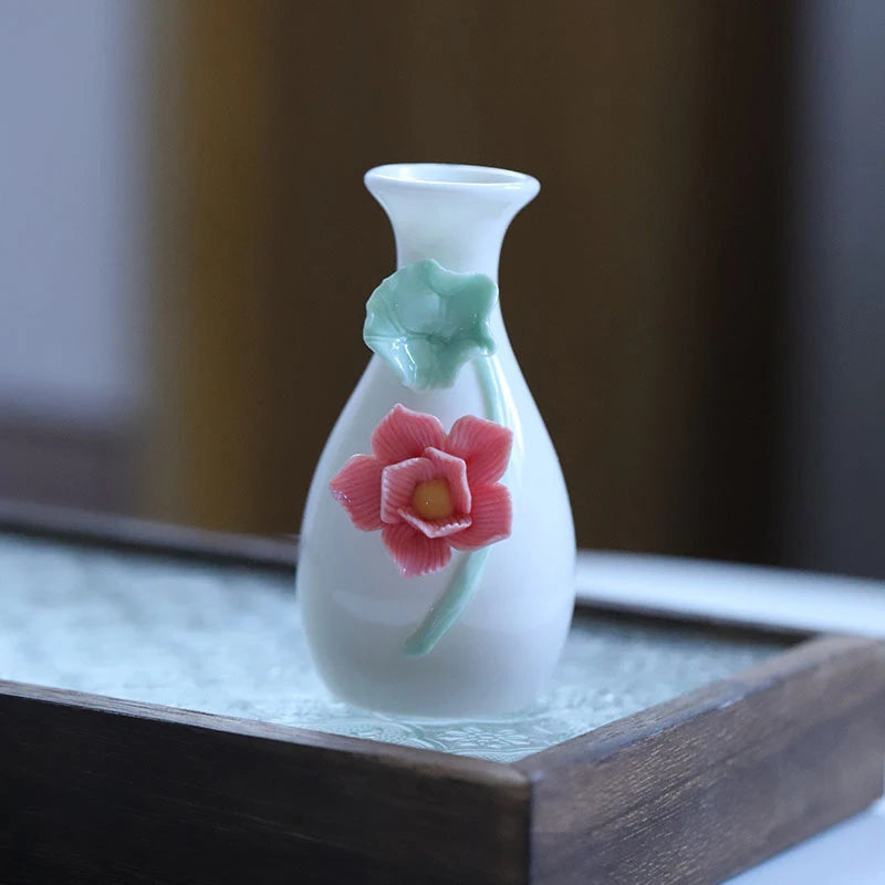 Vaso Cerâmica Mini Chinês Retrô — Porta-Palito e Porta-Hastes Decorativo