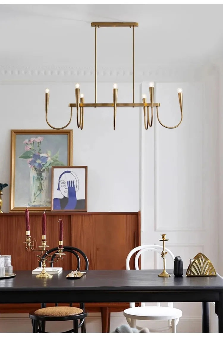 Lustre de Vela Pendente Preto Estilo Francês — Luminária de Luxo para Sala de Estar