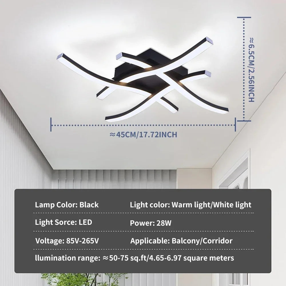 Luminária de Teto LED Ondulada Embutida — 3 Tons de Luz para Sala, Quarto e Corredor