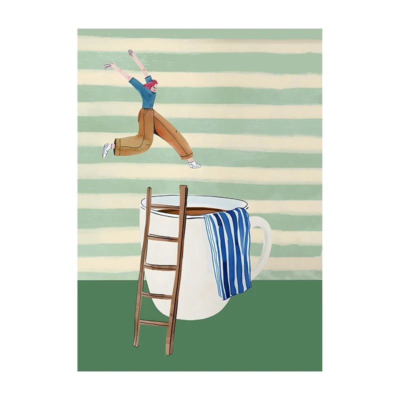 Quadro Decorativo Café Mergulhador — Arte de Cozinha para Amantes de Café