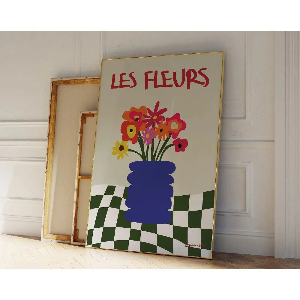 Quadro Decorativo Floral Bege Retrô sem Moldura — Arte Botânica para Sala