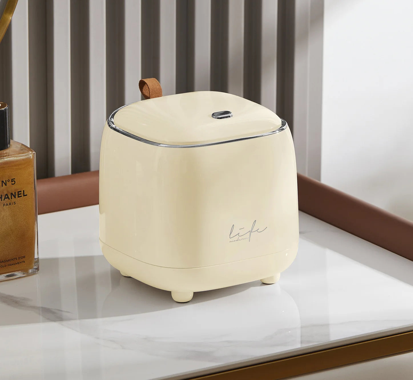 Mini Lixeira de Mesa Luxo Dupla Camada com Tampa de Pressão — Design Premium Moderno