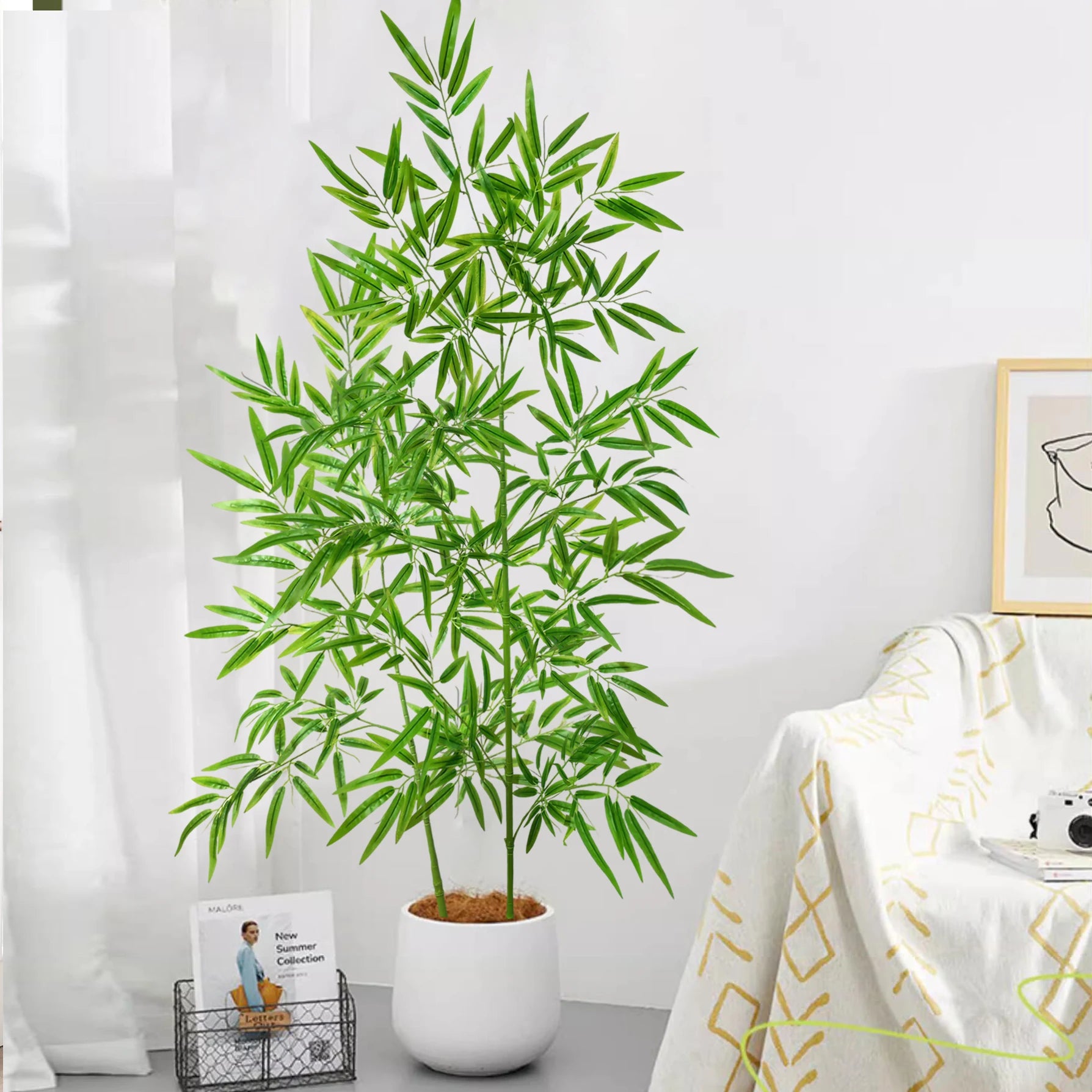 Bambu e Monstera Artificial 100 a 180cm — Exuberância Tropical Permanente para Jardim e Casa