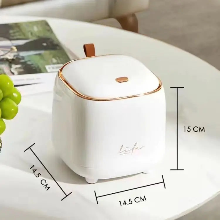 Mini Lixeira de Mesa com Tampa de Pressão — Compacta Multiuso para Escritório e Banheiro
