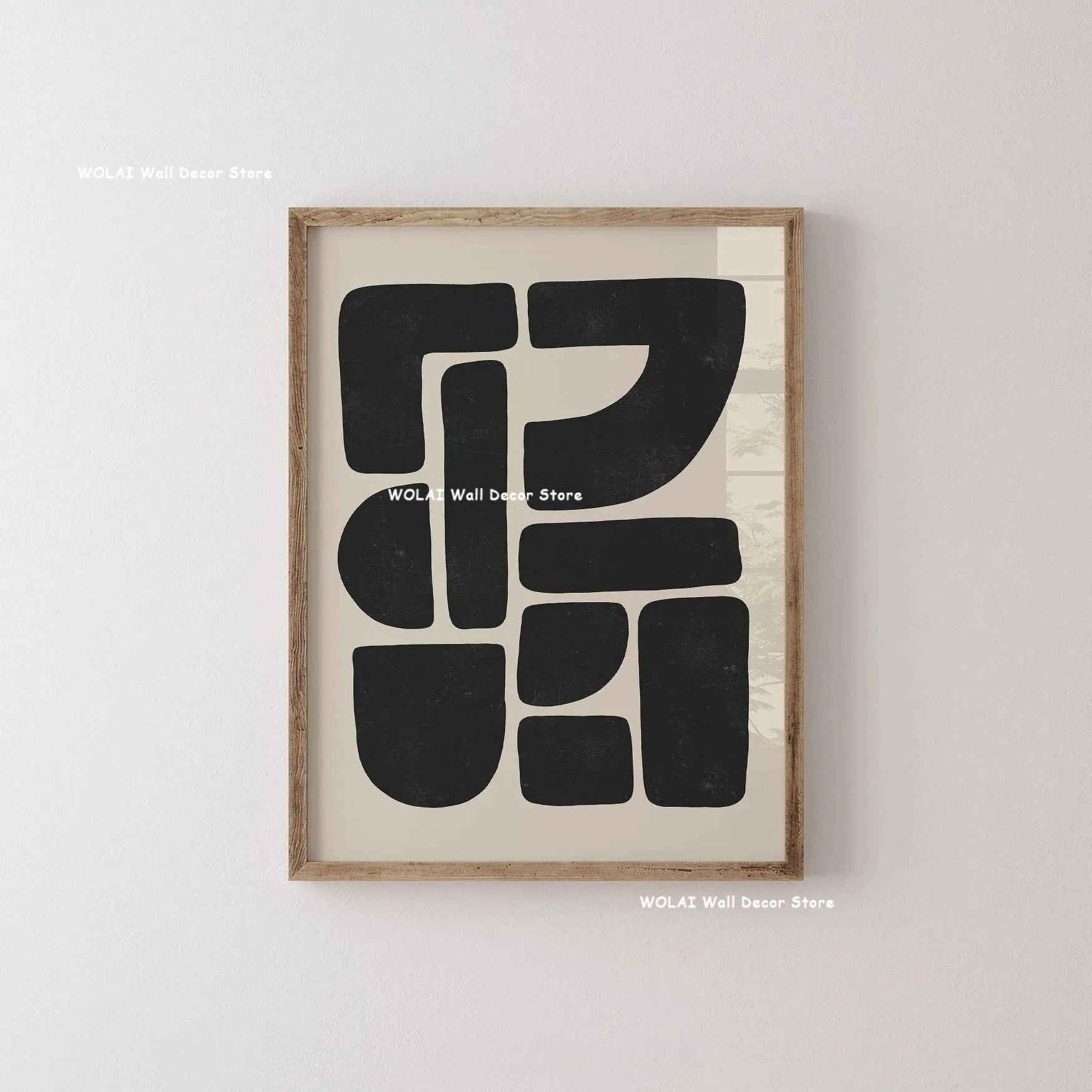 Quadro Decorativo Plantas Bege e Preto — Arte Floral Minimalista para Sala