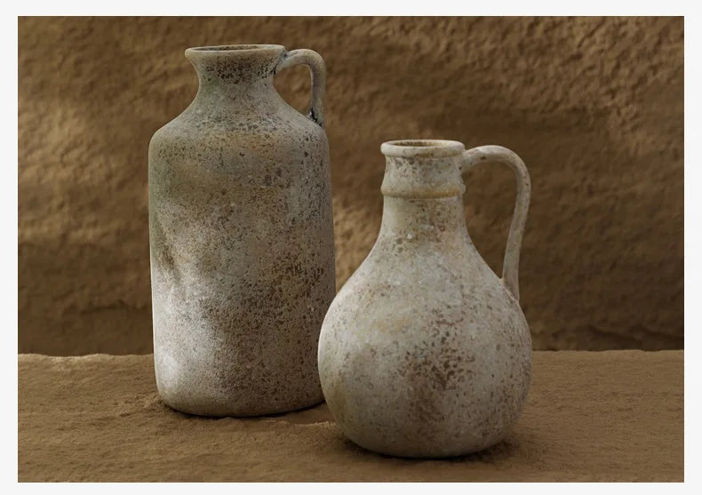 Vaso Cerâmica Retrô CAPIRON para Flores Secas Wabi Sabi — Nórdico para Estante e Sala