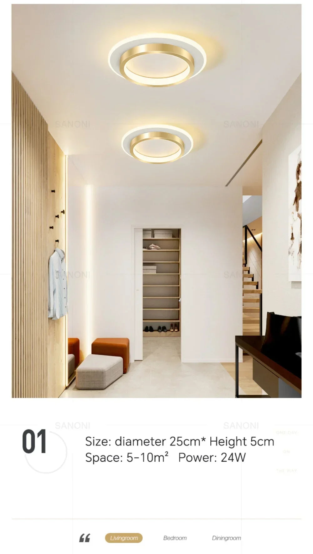 Luminária de Teto LED Redonda Flush Mount — Para Corredor, Escada, Banheiro e Quarto