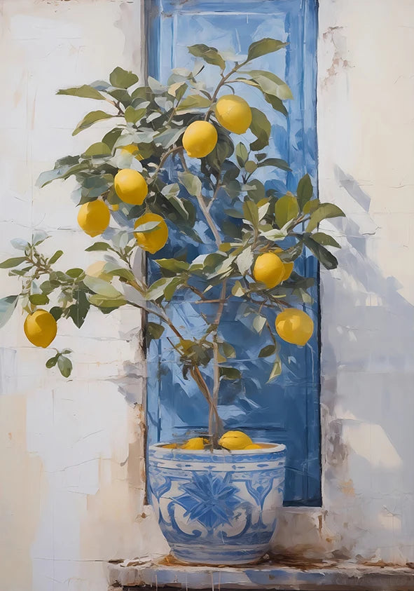 Quadro Decorativo Jardim de Limões Retrô — Arte Botânica para Sala e Escritório