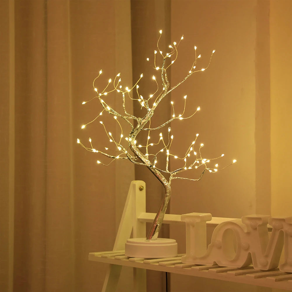 Luminária de Mesa Árvore LED — Decoração com 108 Luzes para Quarto e Festas