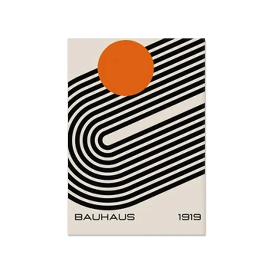 Quadro Decorativo Geométrico Abstrato Bauhaus — Arte Mid Century para Sala