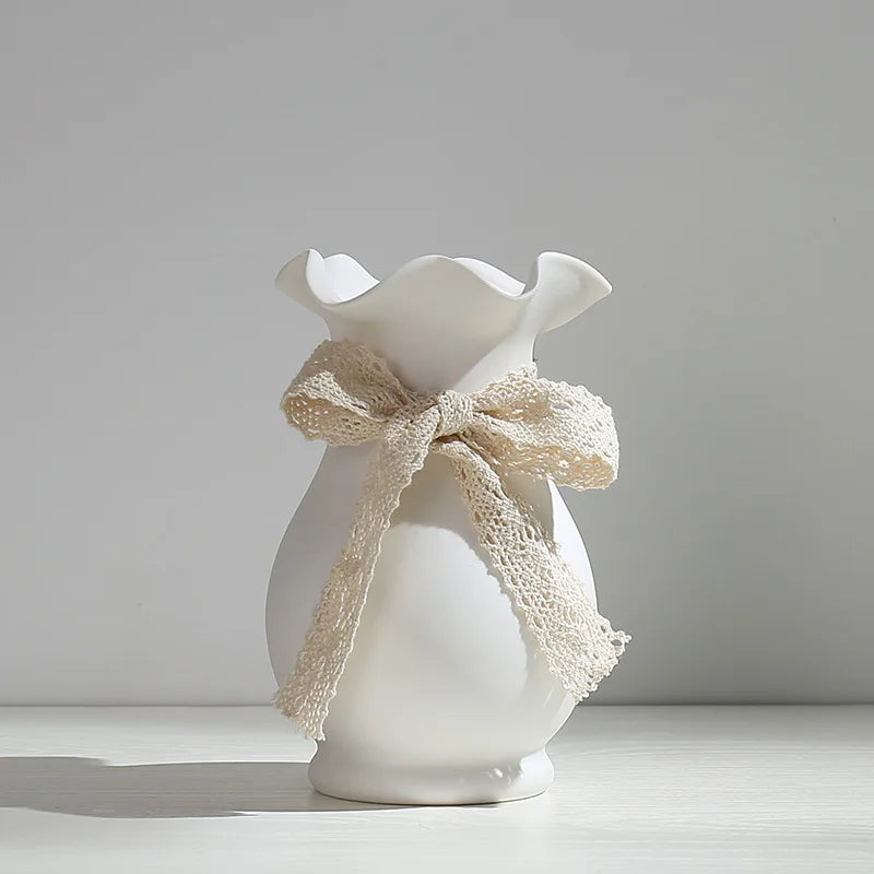Vaso de Cerâmica Branco Moderno — Para Flores Secas e Hidroponia Sala e Quarto