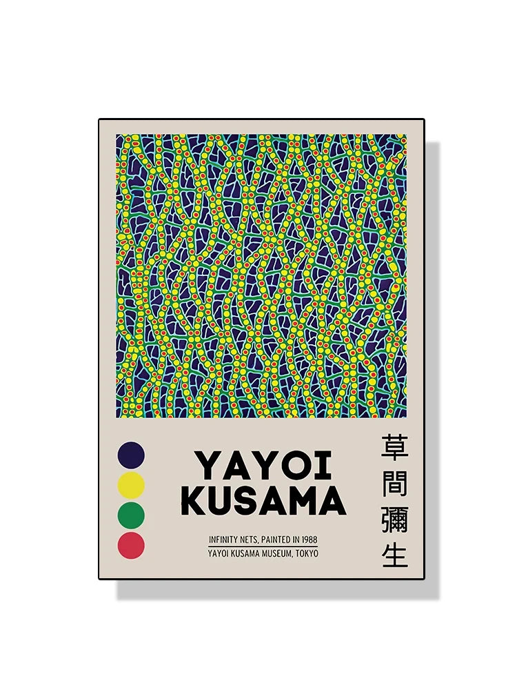 Quadro Decorativo Aboboras e Flores Yayoi Kusama — Arte Abstrata para Sala