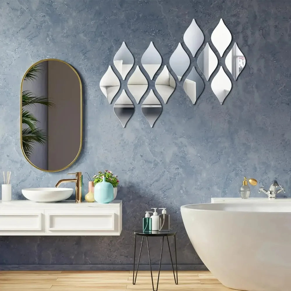 Adesivo Espelho Gota d'Água Acrílico 3D Kit 10 a 30 Peças — Decoração DIY para Sala
