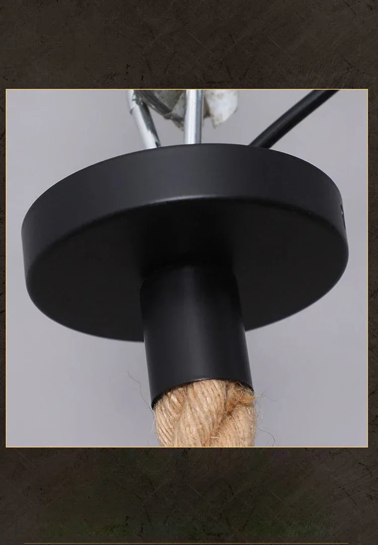 Pendente de Corda de Sisal Vintage Estilo Americano — Lustre Industrial Trançado para Bar e Sala
