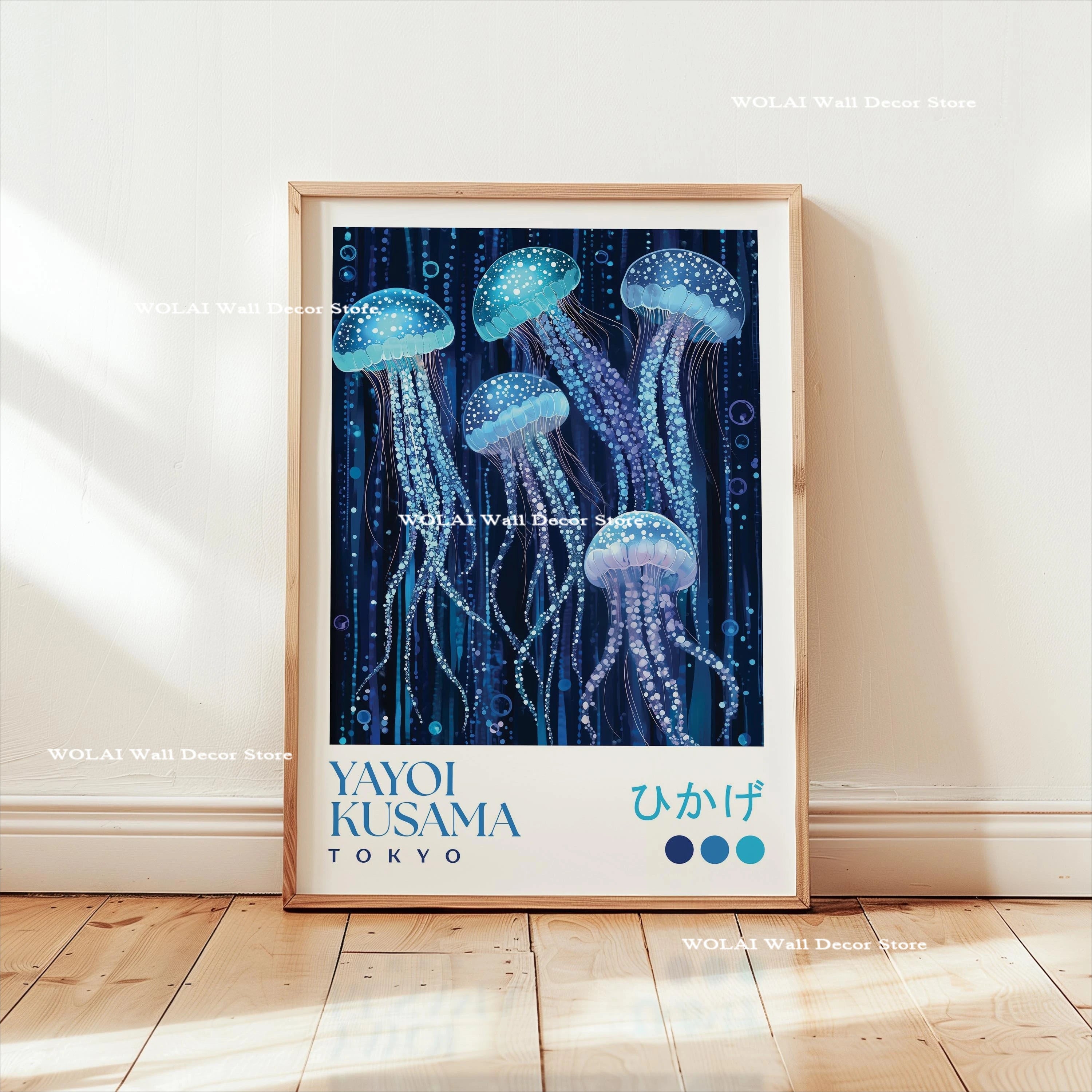 Quadro Decorativo Carpas Koi e Medusas — Arte Japonesa Estilo Hokusai para Sala