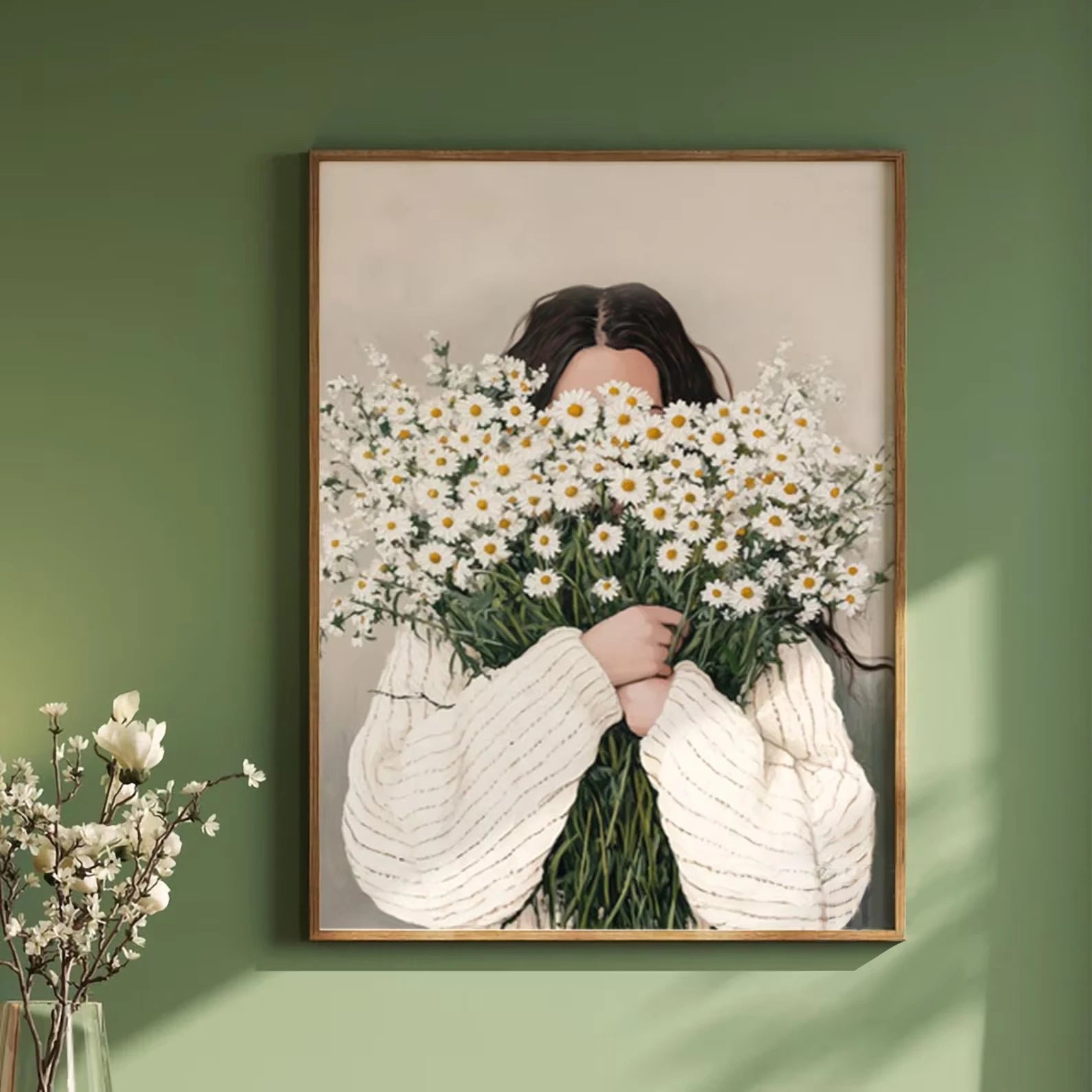 Quadro Decorativo Figuras Verdes Abstratas — Arte Minimalista para Sala