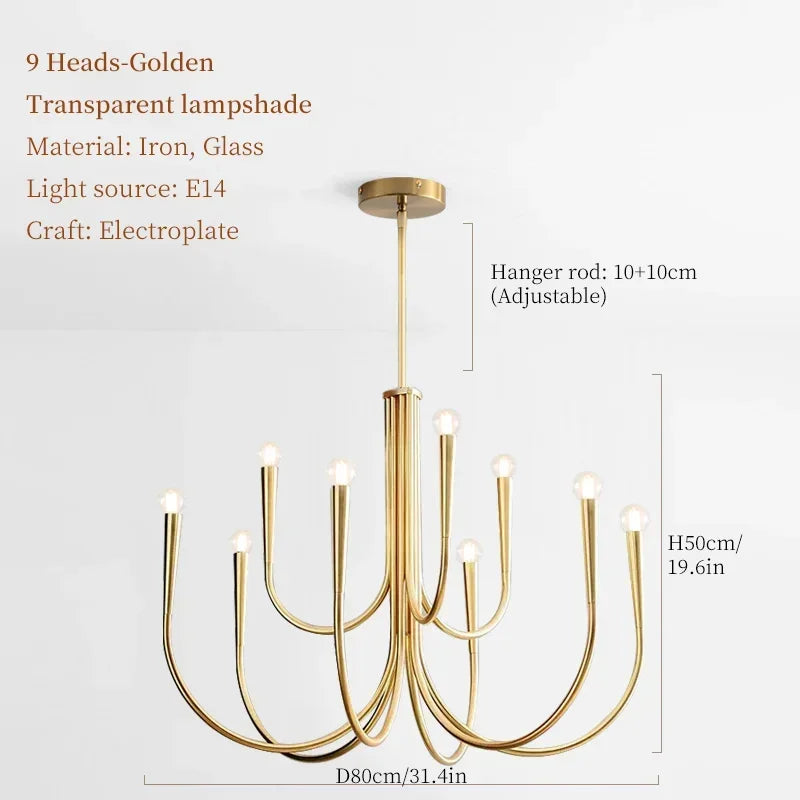 Lustre de Vela Pendente Preto Estilo Francês — Luminária de Luxo para Sala de Estar