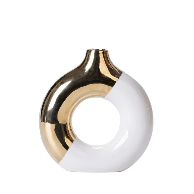 Vaso Cerâmica Floral Luxo Nórdico — Para Mesa de Jantar, Hotel e Decoração Festiva