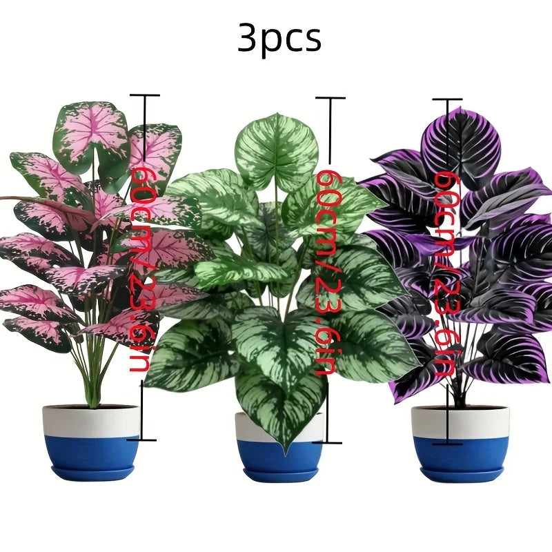 Kit 3 Plantas Artificiais Bonsai 60cm — Verde Natural Exuberante para Sala e Escritório