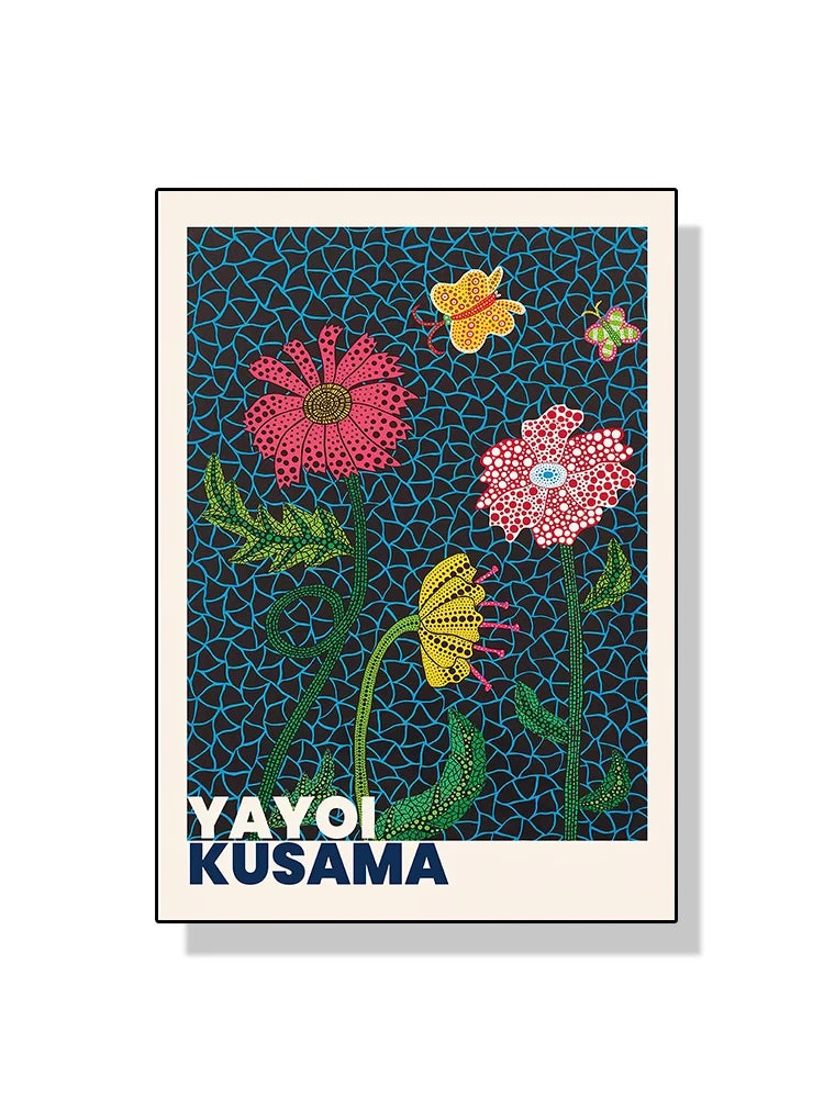 Quadro Decorativo Aboboras e Flores Yayoi Kusama — Arte Abstrata para Sala