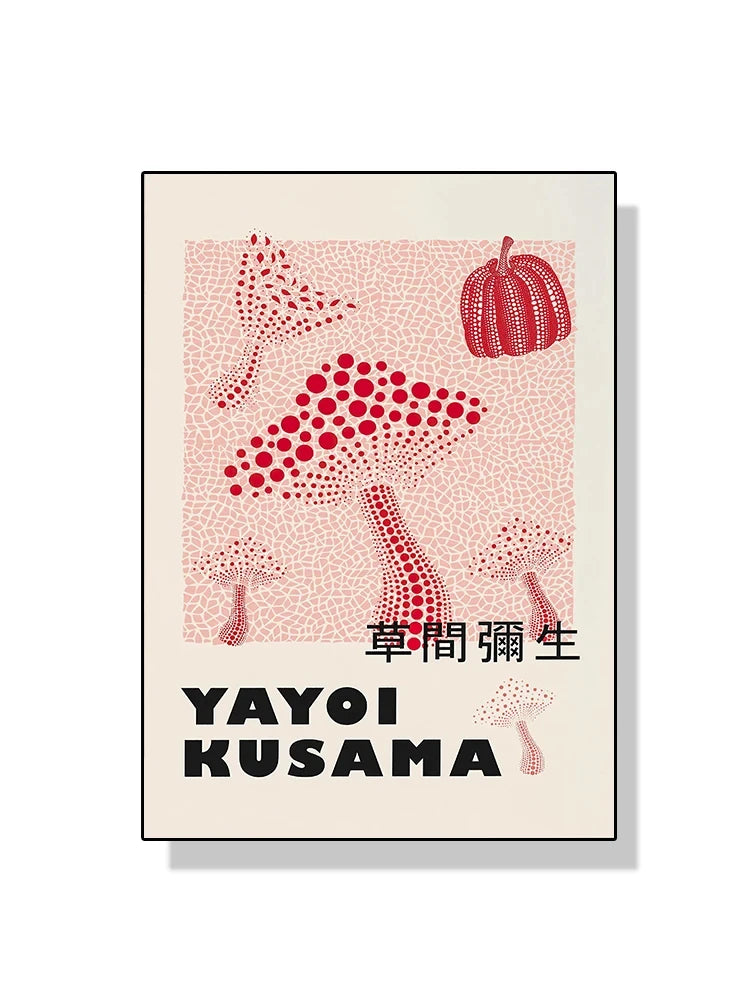 Quadro Decorativo Aboboras e Flores Yayoi Kusama — Arte Abstrata para Sala