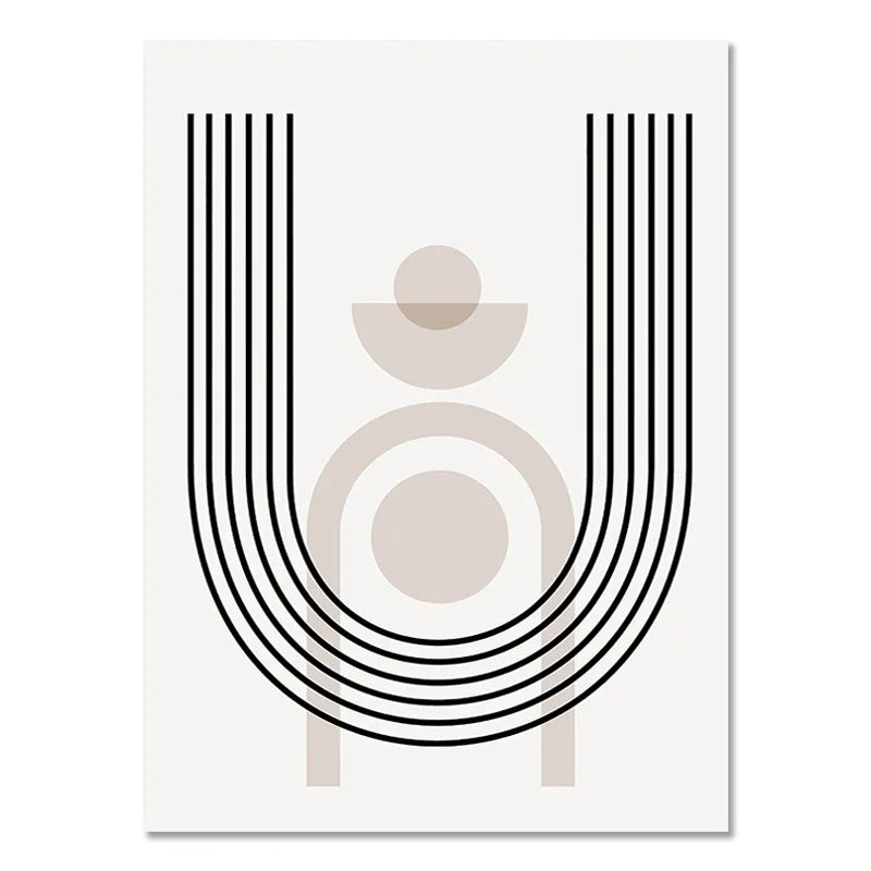 Quadro Decorativo Geométrico Boho Preto e Bege — Arte Abstrata para Sala