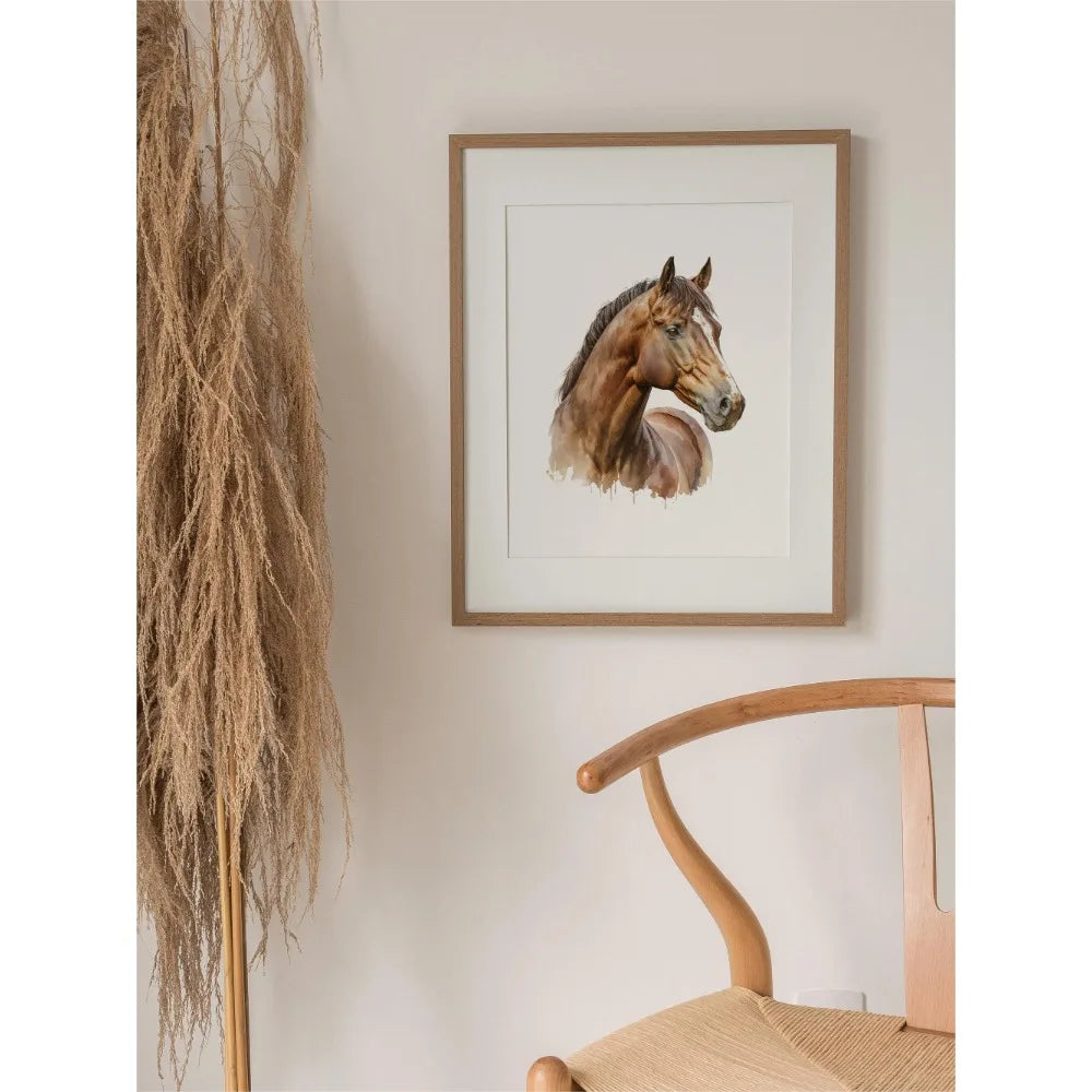 Quadro Canvas Cavalo Minimalista Preto e Marrom — Arte Animal para Sala e Quarto