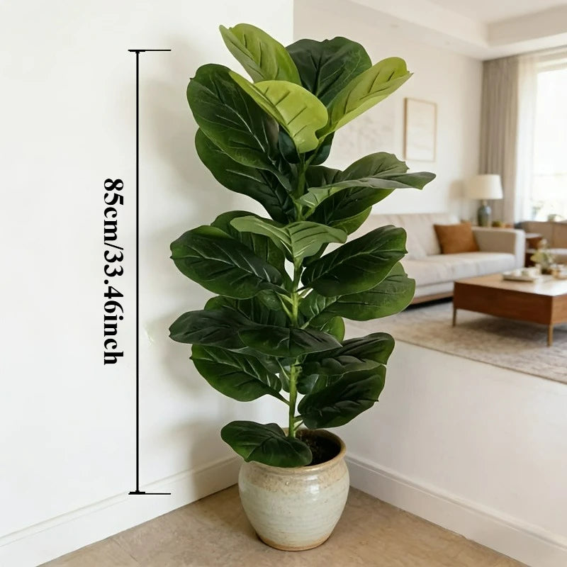 Ficus Lyrata Artificial 85–100cm — Planta Grande Realista para Escritório, Casa e Hotel