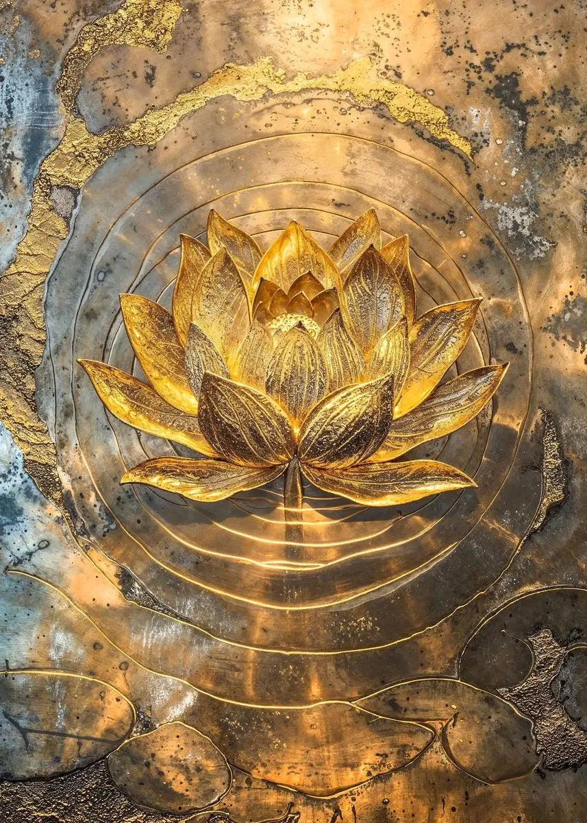 Quadro Decorativo Árvore Dourada e Lua — Arte Abstrata Zen