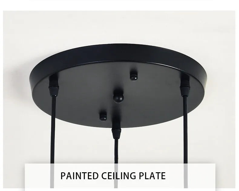 Lustre de Cristal LED Pendente — Luminária Nórdica Preta para Sala de Jantar