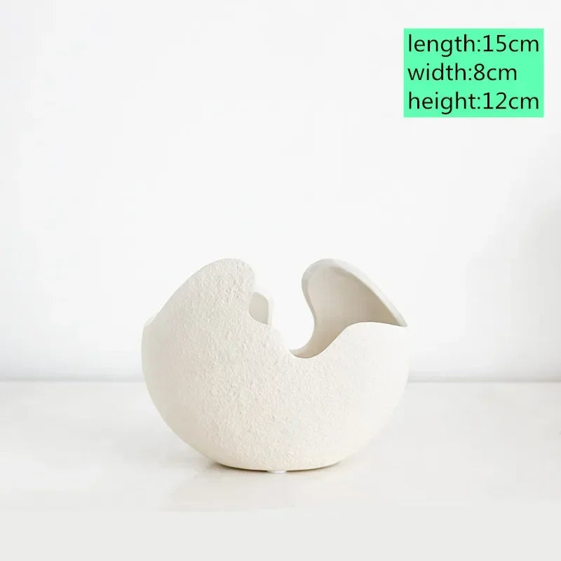 Vaso Cerâmica Estilo Casca de Ovo Nórdico — Minimalista para Mesa e Escritório