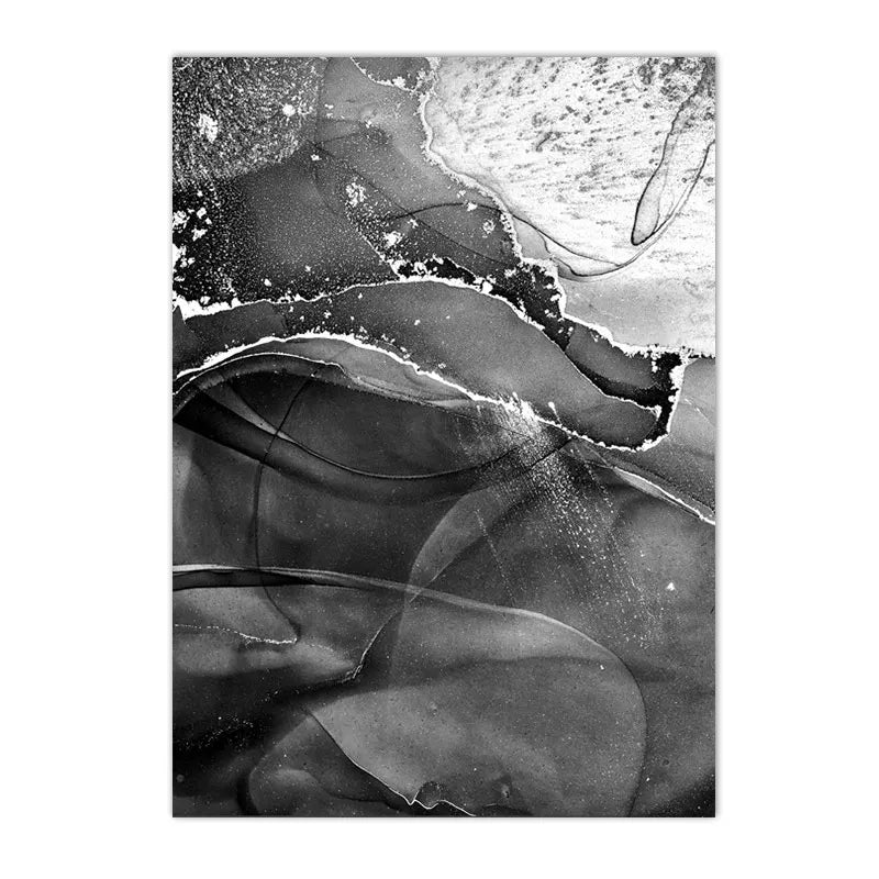 Quadro Canvas Mármore Abstrato Preto e Branco — Poster Nórdico para Sala e Quarto