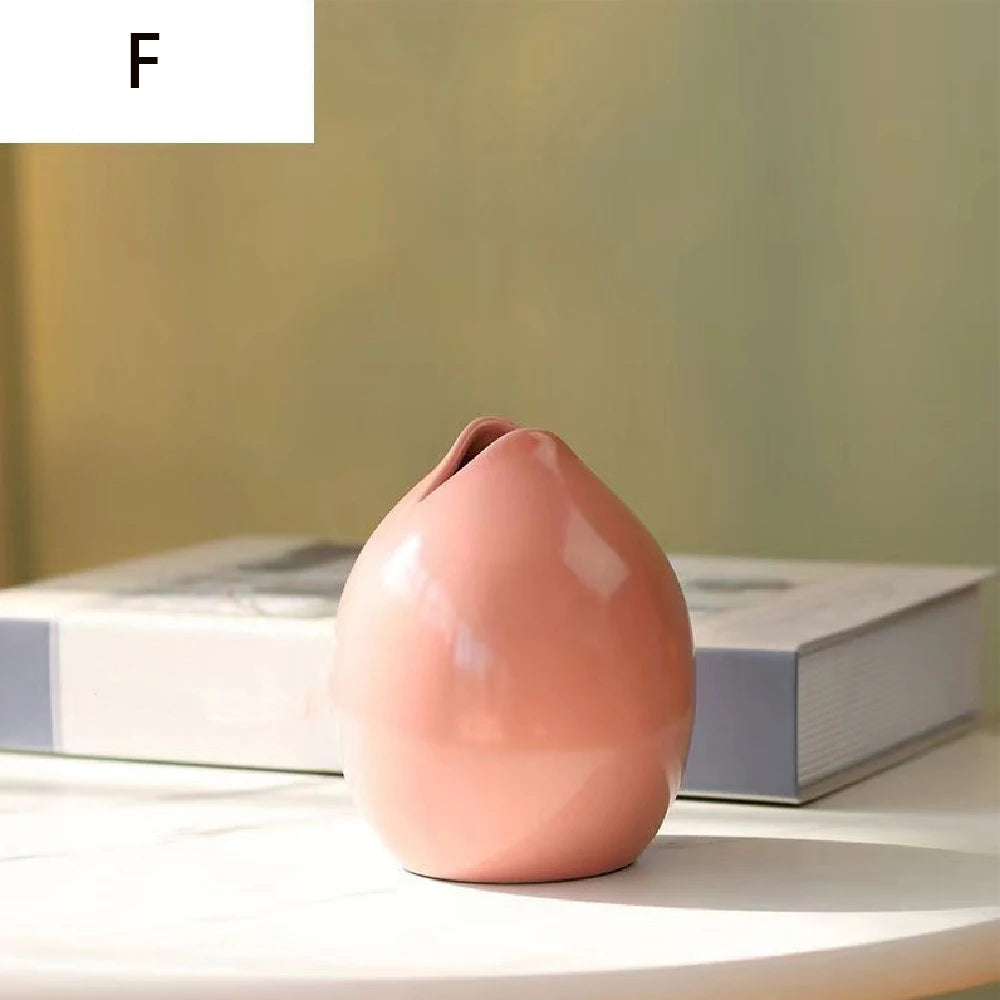Vaso Cerâmica Pequeno Hidropônico para Mesa — Sala e Jantar Decoração Minimalista