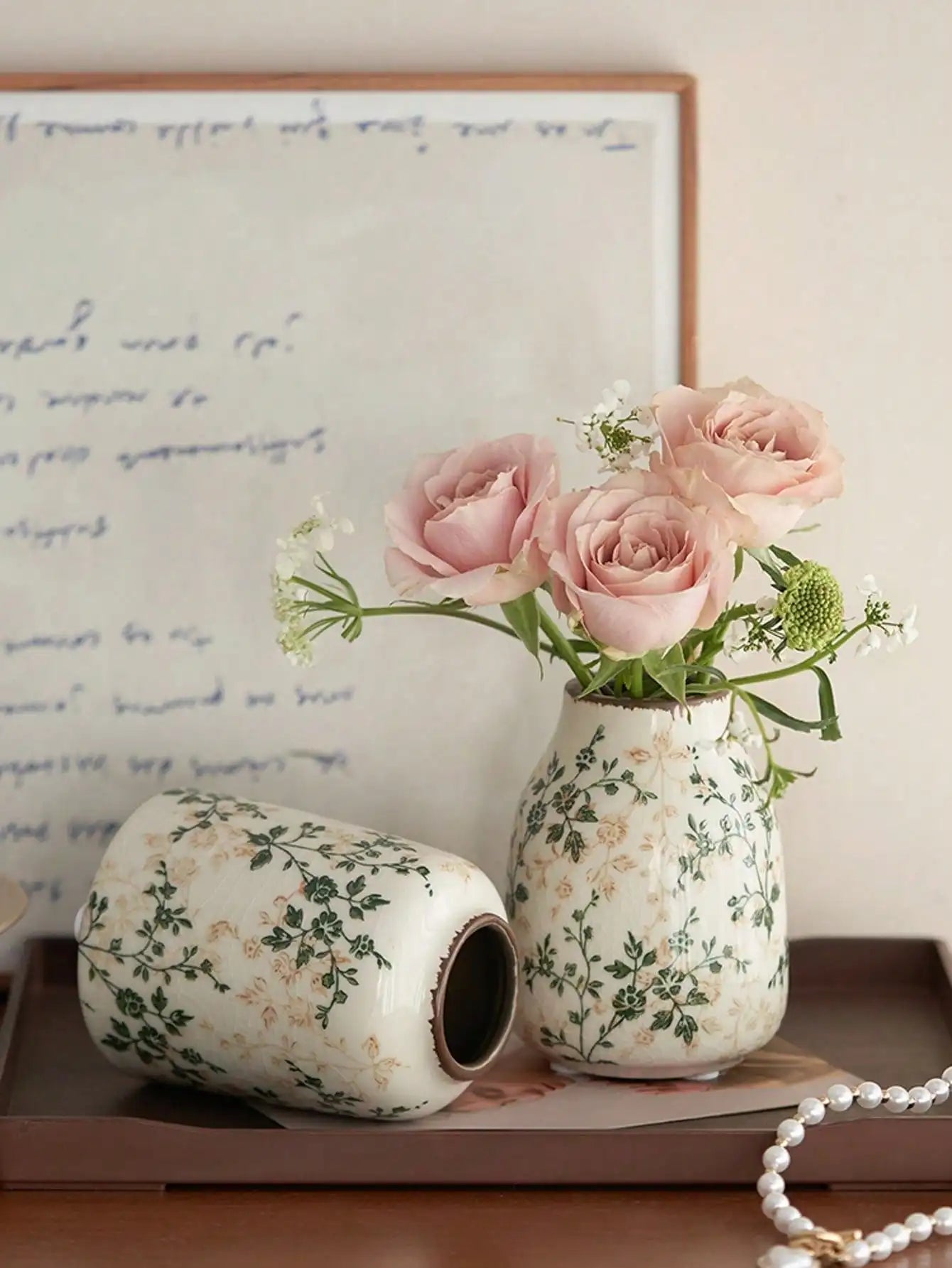 Vaso Cerâmica Rachado Gelo Artesanal Boho — Para Flores Frescas e Secas Sala e Escritório