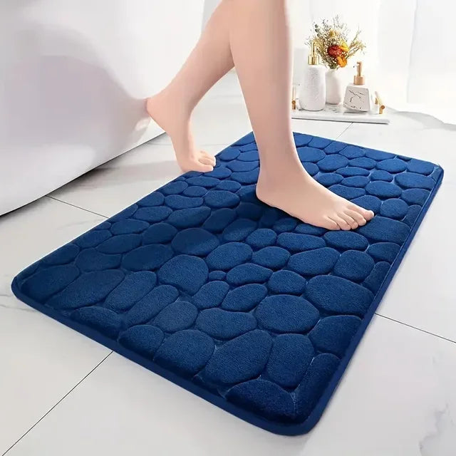 Tapete de Banheiro 3D Antiderrapante — Absorvente Lavável Secagem Rápida Relevo Premium