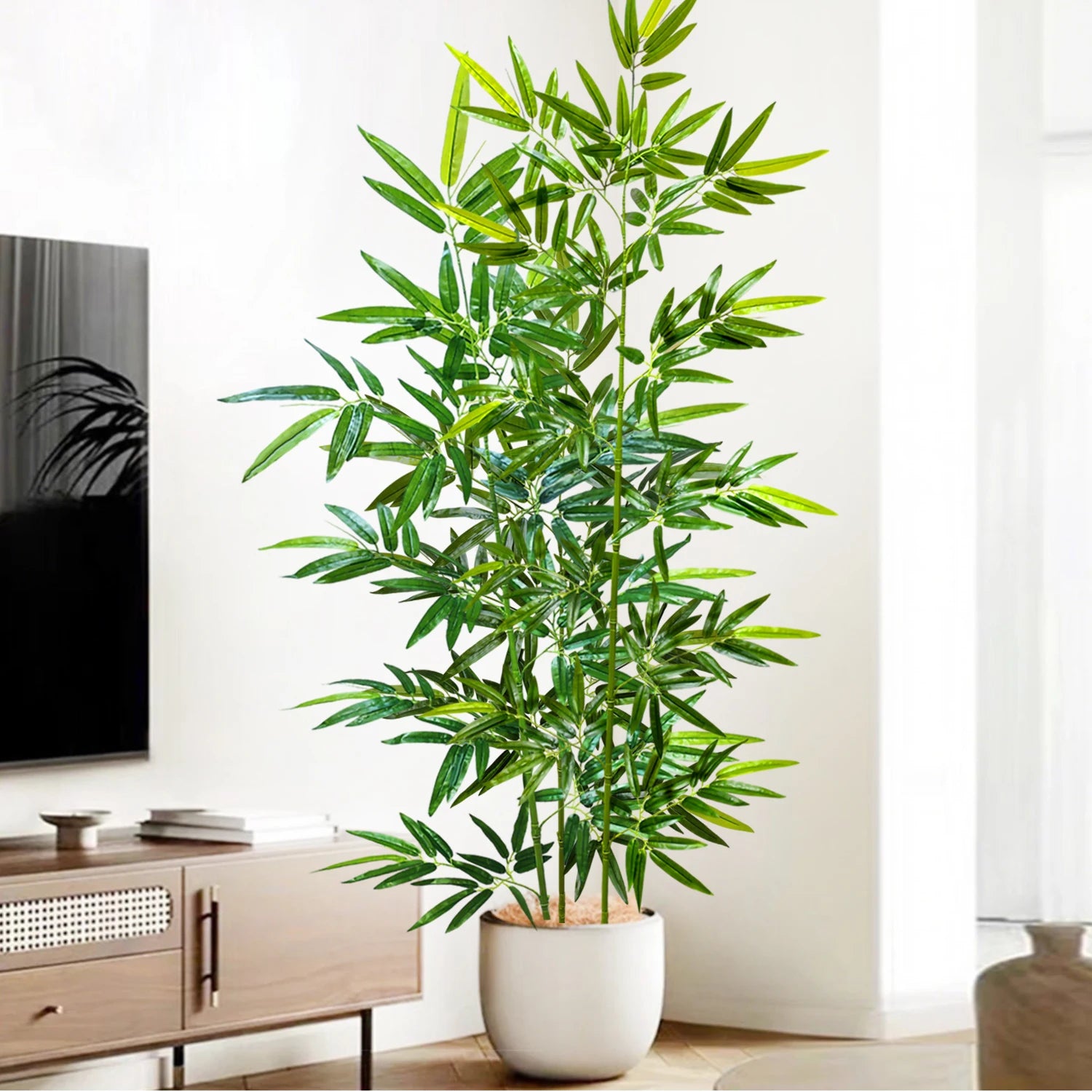 Bambu e Monstera Artificial 100 a 180cm — Exuberância Tropical Permanente para Jardim e Casa