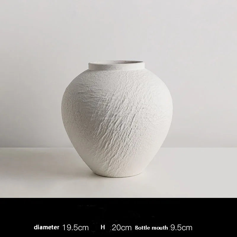 Vaso Wabi Sabi Cerâmica Minimalista — Flores Secas Estilo Mármore e Travertino