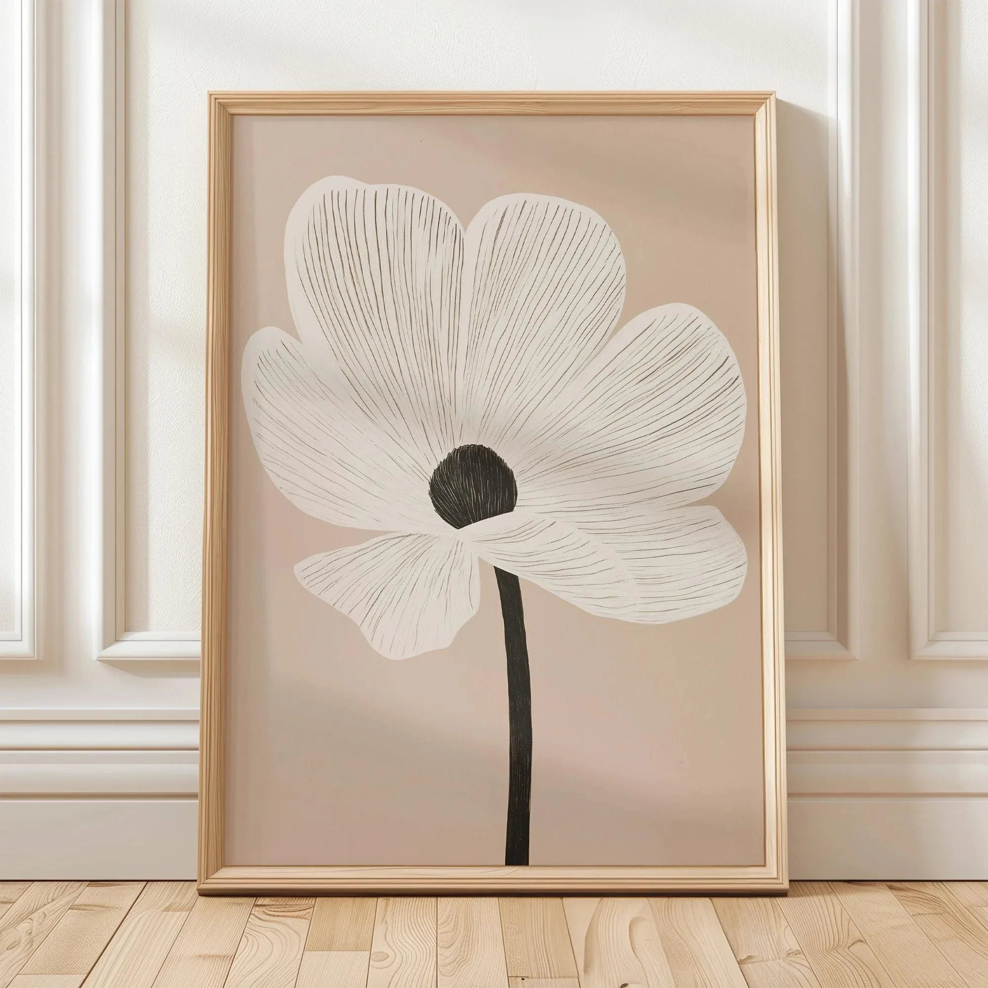 Quadro Decorativo Floral Bege Retrô sem Moldura — Arte Botânica para Sala