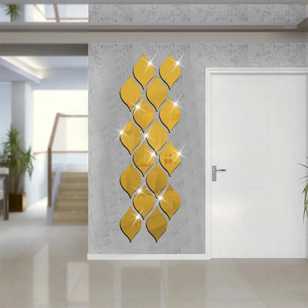 Adesivo Espelho Gota d'Água Acrílico 3D Kit 10 a 30 Peças — Decoração DIY para Sala