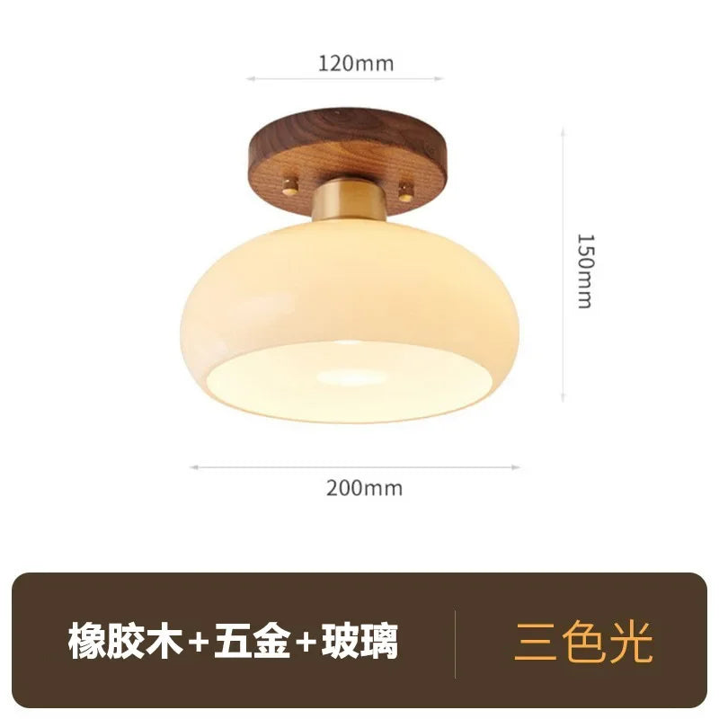 Luminária de Teto Estilo Chinês Luxo — Nogueira e Bronze para Hall, Entrada e Varanda
