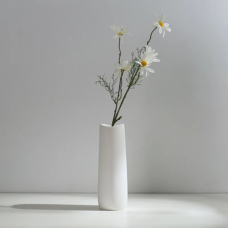 Vaso de Cerâmica Branco Moderno — Para Flores Secas e Hidroponia Sala e Quarto