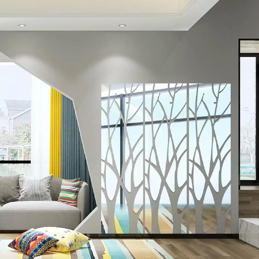 Adesivo de Parede 3D Árvore com Espelho Acrílico — Painel para TV, Sala e Quarto