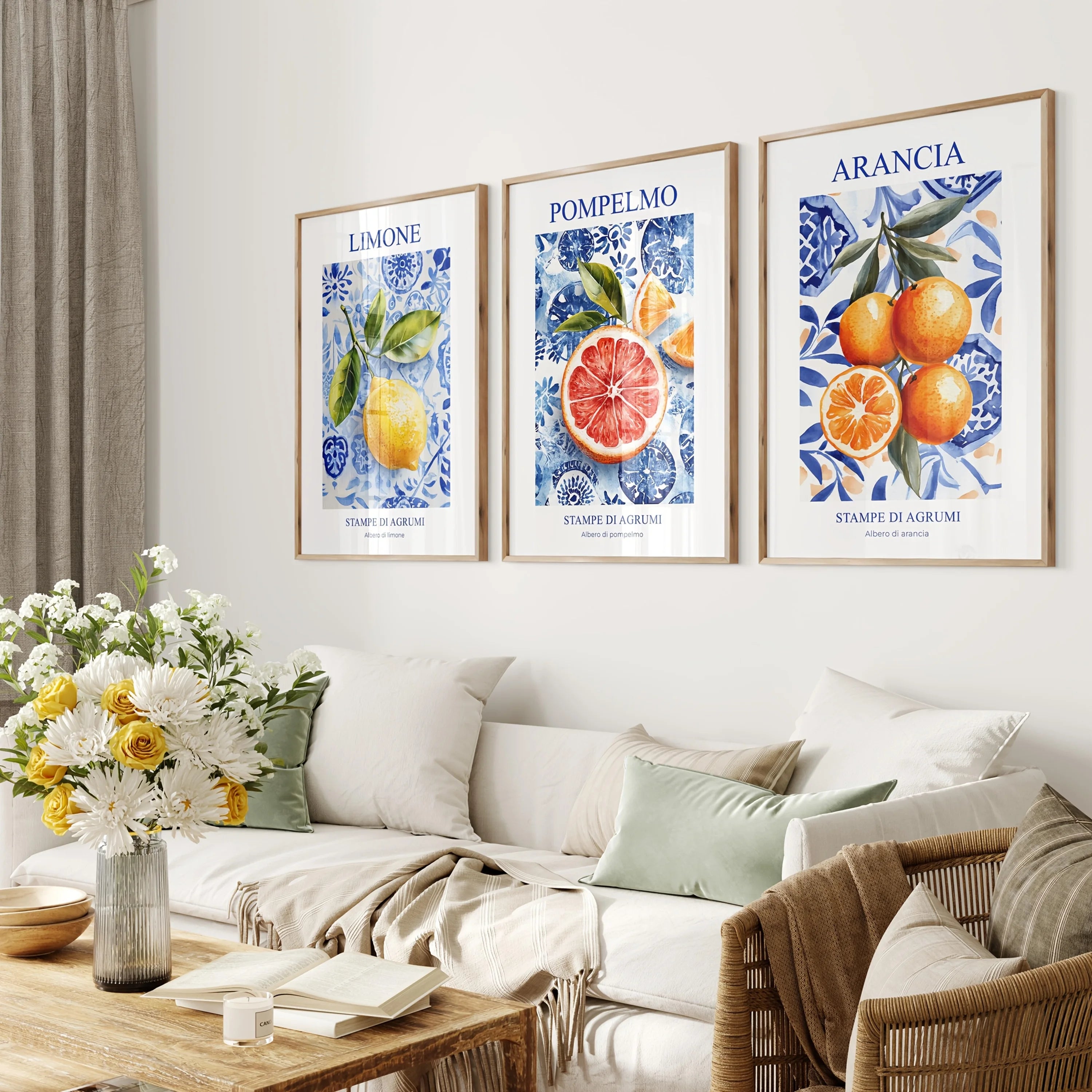 Quadro Decorativo Jardim de Limões Retrô — Arte Botânica para Sala e Escritório