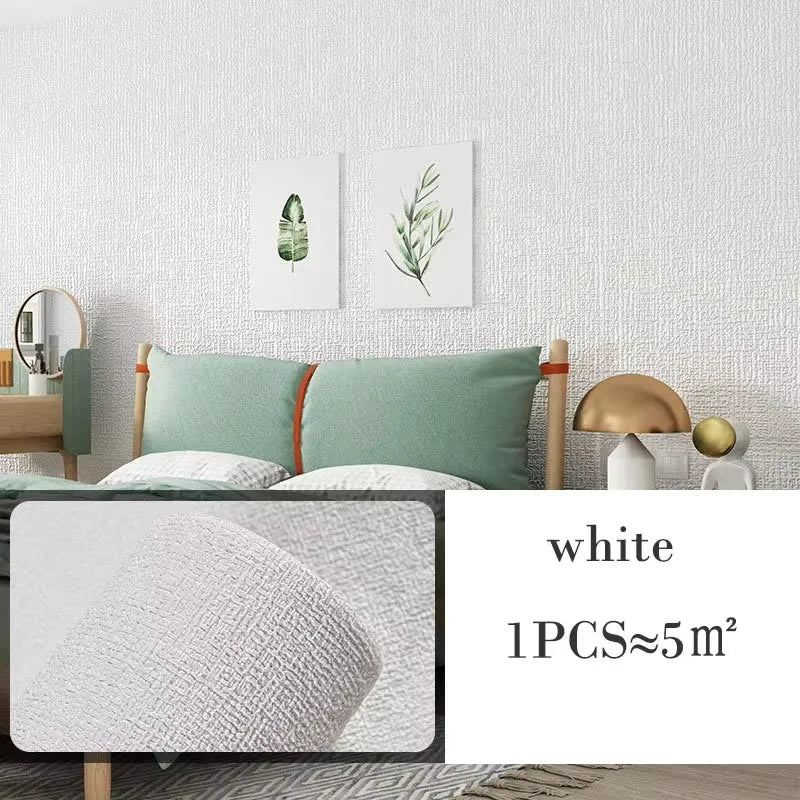 Papel de Parede Linho Liso Impermeável Autocolante — Textura Natural para Quarto e Sala