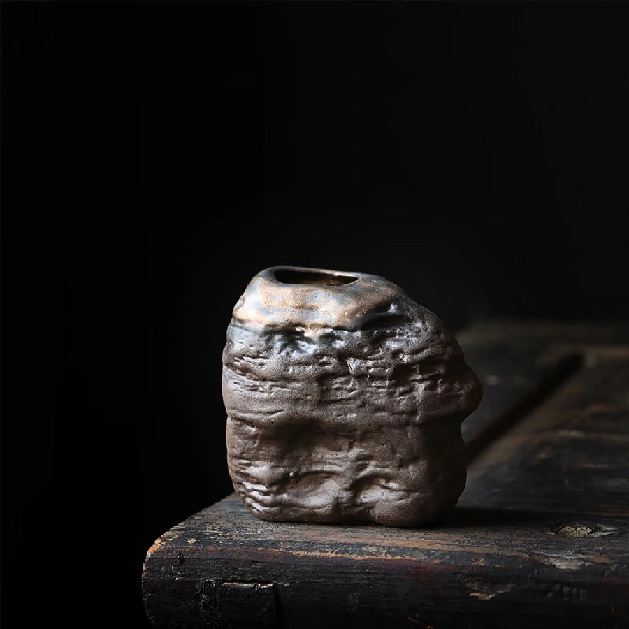 Mini Vaso de Cerâmica Rústico Retrô — Vaso Hidropônico Decorativo para Mesa